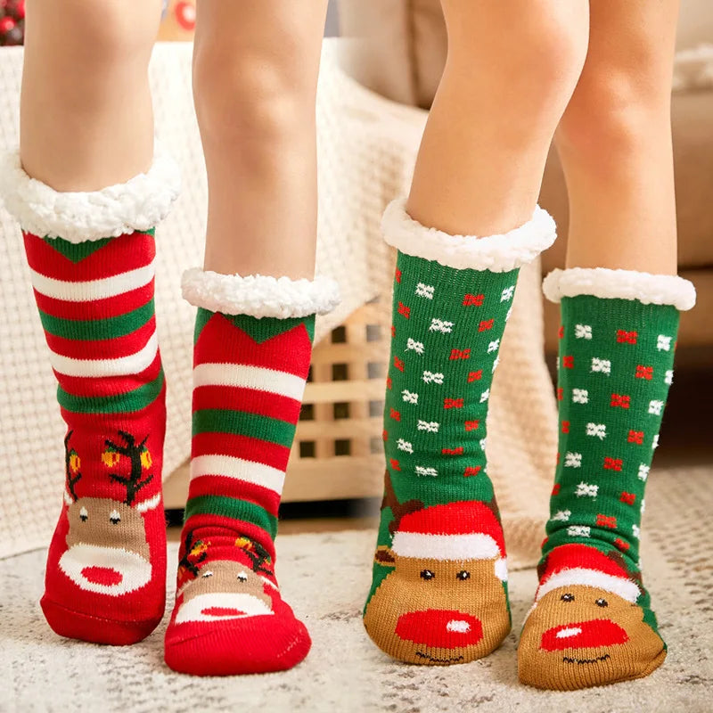 Women Fuzzy Sheep Christmas Soft Female Indoor Fall Warm Plush Silicone Non-slip Grip Sock Fall Gift