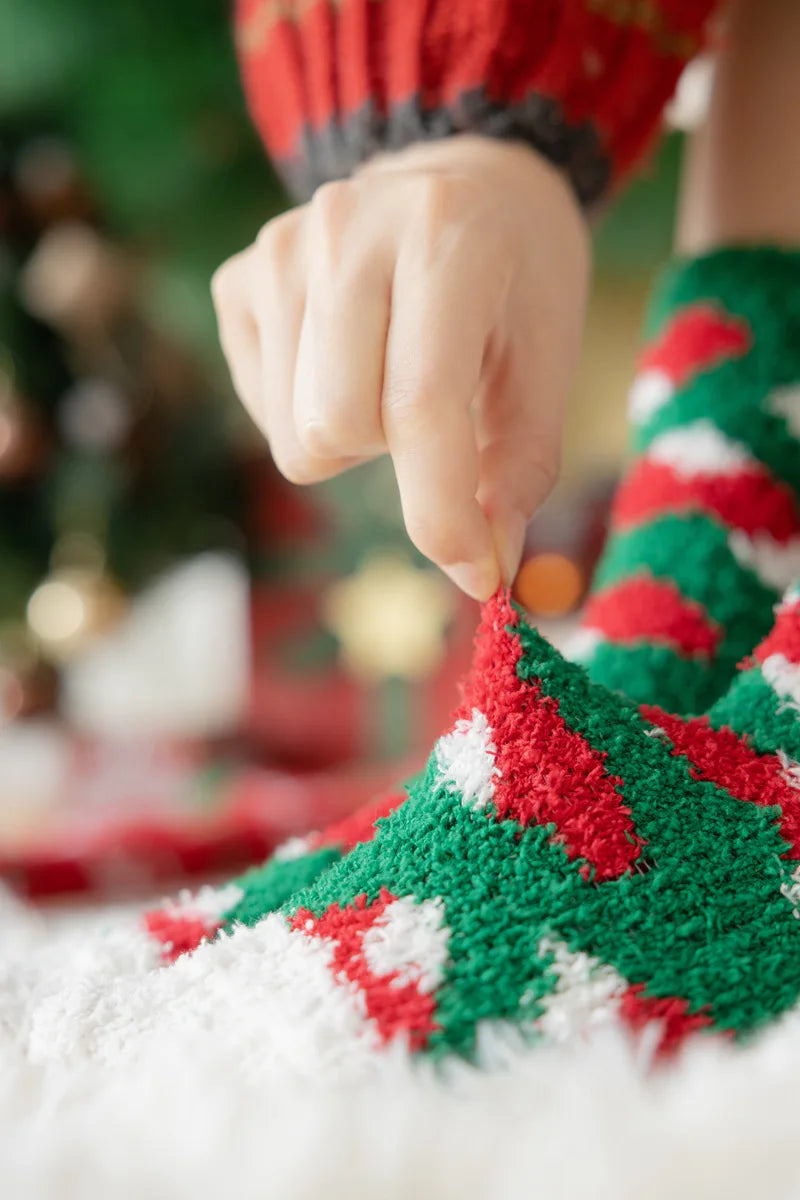 New Christmas coral fleece warm and thick winter socks snowman sleeping floor socks Fall Xmas Gift