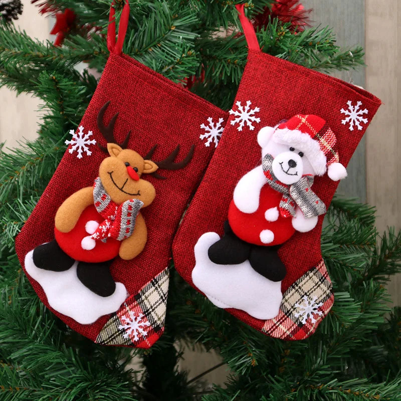 Santa Snowman Hanging Xmas Tree Ornaments Christmas Stockings Socks Christmas Home Navidad Decor