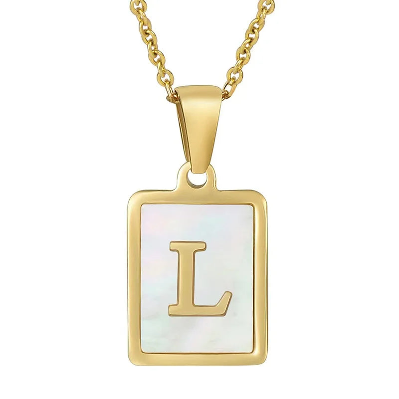 Pearl Shell Initial Letter 26 Alphabet Minimalist Pendant Trendy Gold Women Necklace Jewelry Gifts