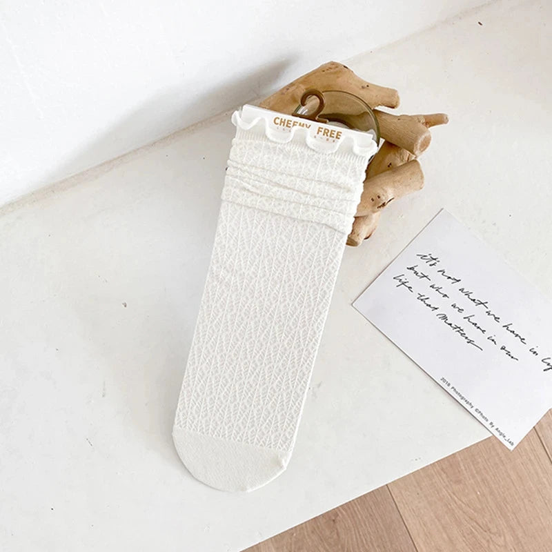 Fashion Cute New Retro White Black Lace Sweet Mesh Simple Casual Breathable Loose Girls Women Socks