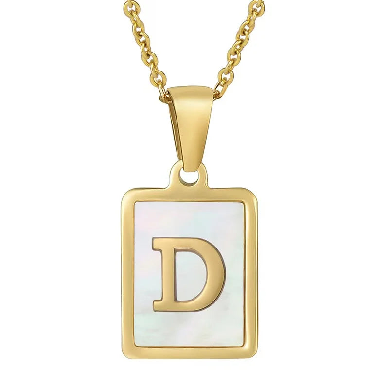 Pearl Shell Initial Letter 26 Alphabet Minimalist Pendant Trendy Gold Women Necklace Jewelry Gifts
