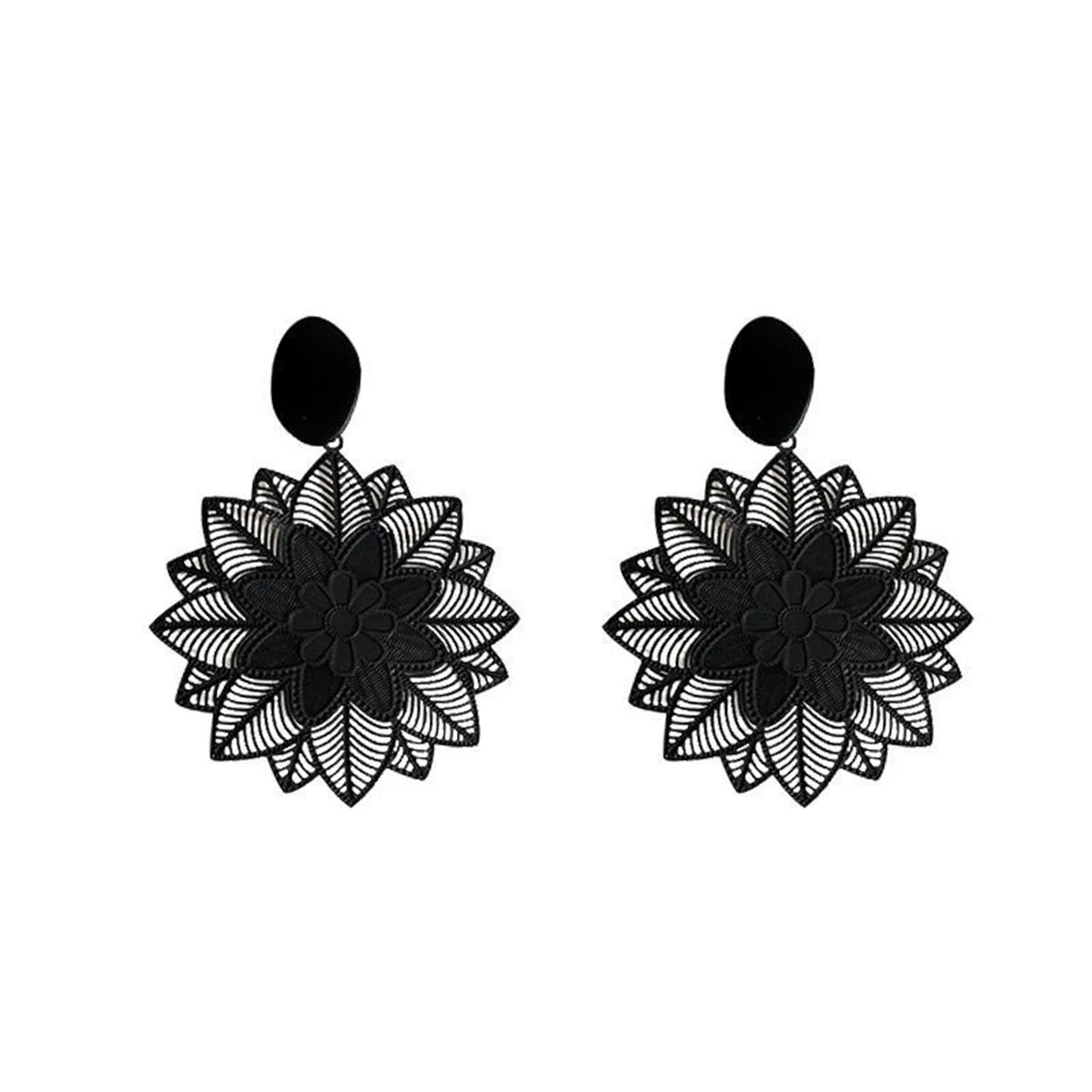 Vintage Punk Black Drop Exaggerated Gothic Wings Earrings Women Fall Jewelry Gift