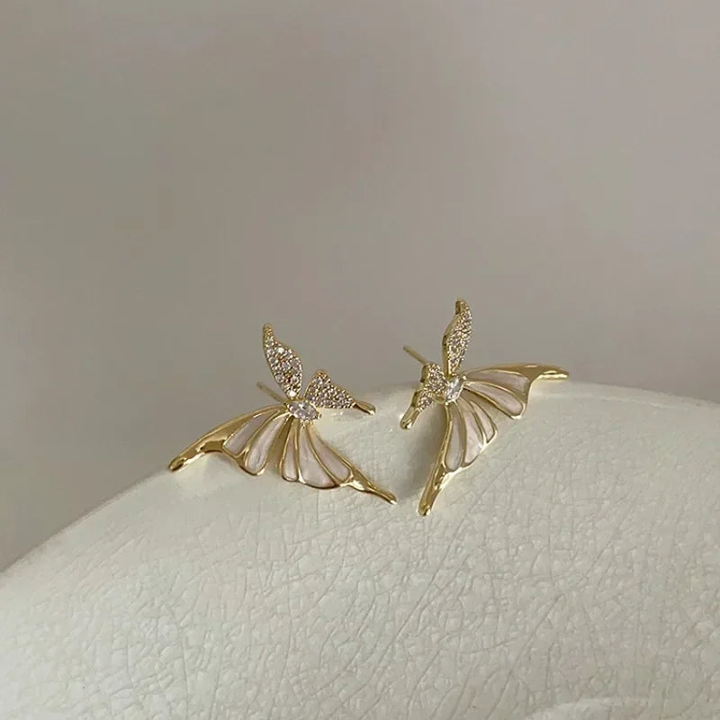 Light Luxury Niche Elegant Zircon Butterfly Fashion Sweetie Stud Gold Women Earrings Jewelry Gifts