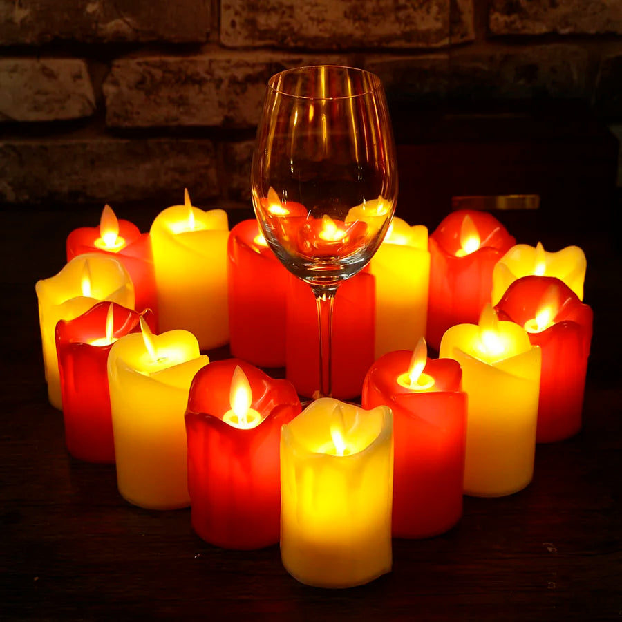 3pcs Set LED Flameless Candle Plastic Simulated Flame Candle Lights Christmas Party Home Decoration