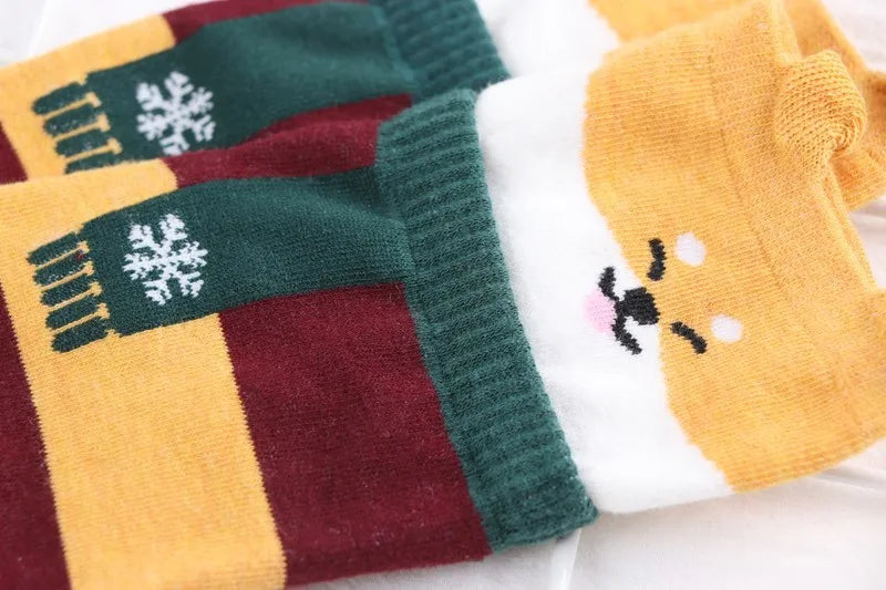 Animal Patterned Shiba Inu Cartoon Cute Kawaii Funny Cotton Short Socks Women Female Christmas Gifts