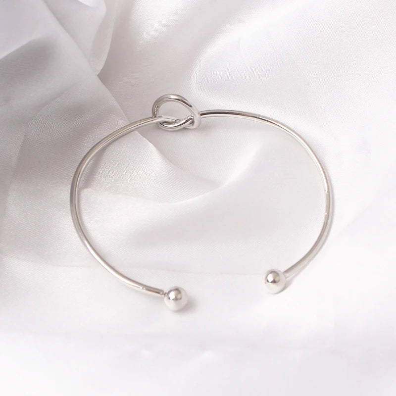 New Trendy Elegant Gold Silver Round Circular Open Knot Women Girl Cuff Bangle Bracelet Armband Gift