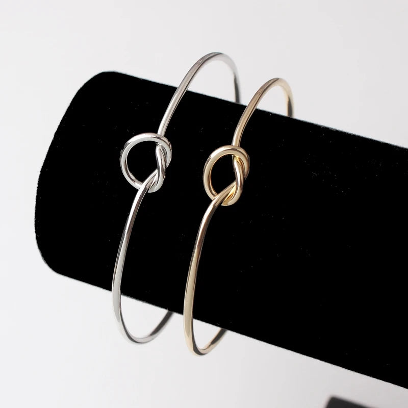 New Trendy Elegant Gold Silver Round Circular Open Knot Women Girl Cuff Bangle Bracelet Armband Gift