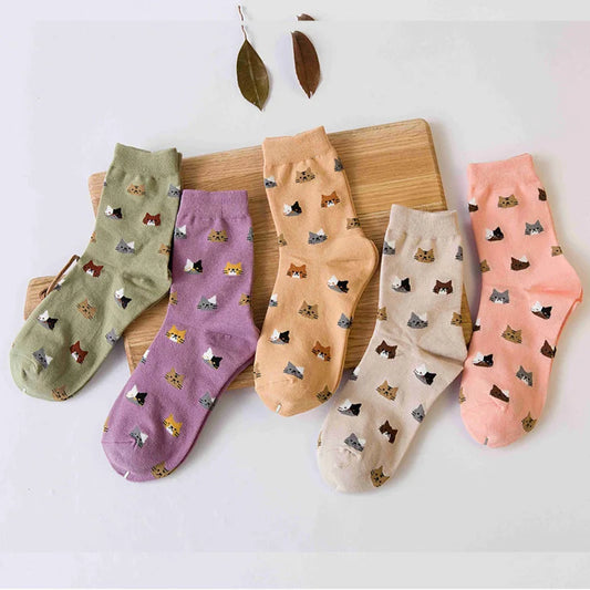 New Design Women Cartoon Animal Cute Cat Ankle Short Casual Girl Thick Warm Cotton Fall Socks Gifts