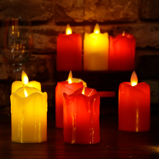 3pcs Set LED Flameless Candle Plastic Simulated Flame Candle Lights Christmas Party Home Decoration