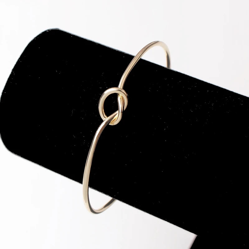 New Trendy Elegant Gold Silver Round Circular Open Knot Women Girl Cuff Bangle Bracelet Armband Gift