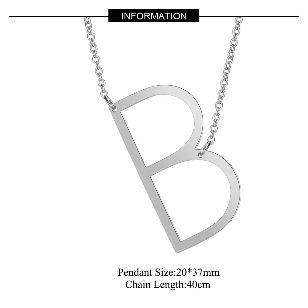 Large Initial Letter Pendant Modern Big Letter Choker A-Z Gold Silver Women Necklace Jewelry Gift