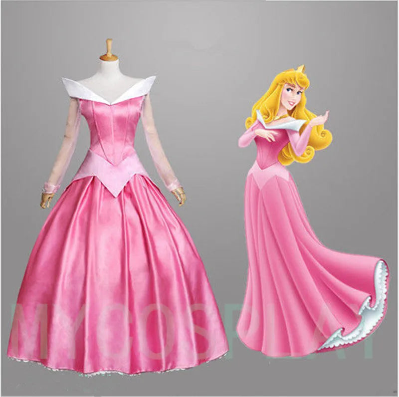 Movie Sleeping Beauty Princess Luxury Fancy Woman Cloak Dress Halloween Christmas Cosplay Costume