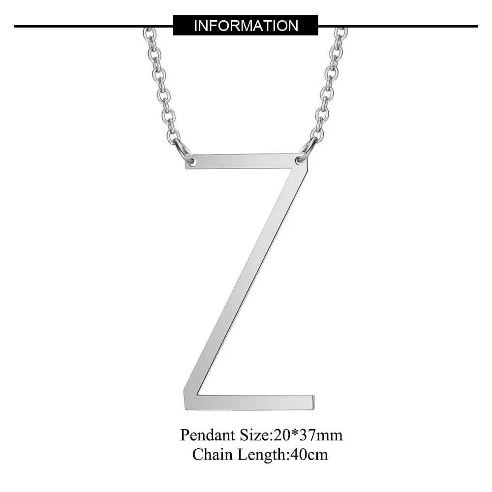 Large Initial Letter Pendant Modern Big Letter Choker A-Z Gold Silver Women Necklace Jewelry Gift