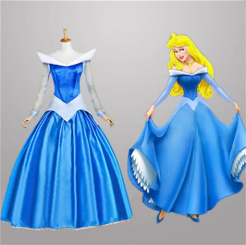 Movie Sleeping Beauty Princess Luxury Fancy Woman Cloak Dress Halloween Christmas Cosplay Costume