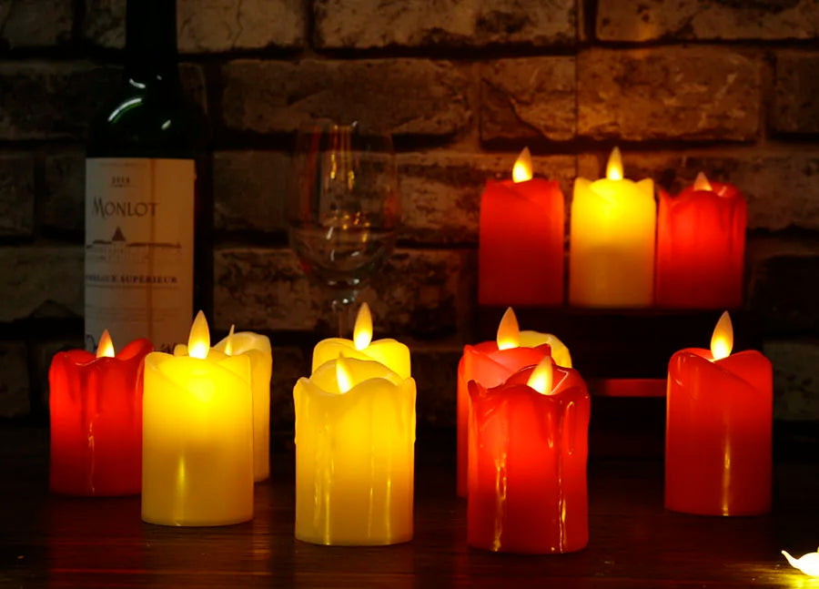 3pcs Set LED Flameless Candle Plastic Simulated Flame Candle Lights Christmas Party Home Decoration