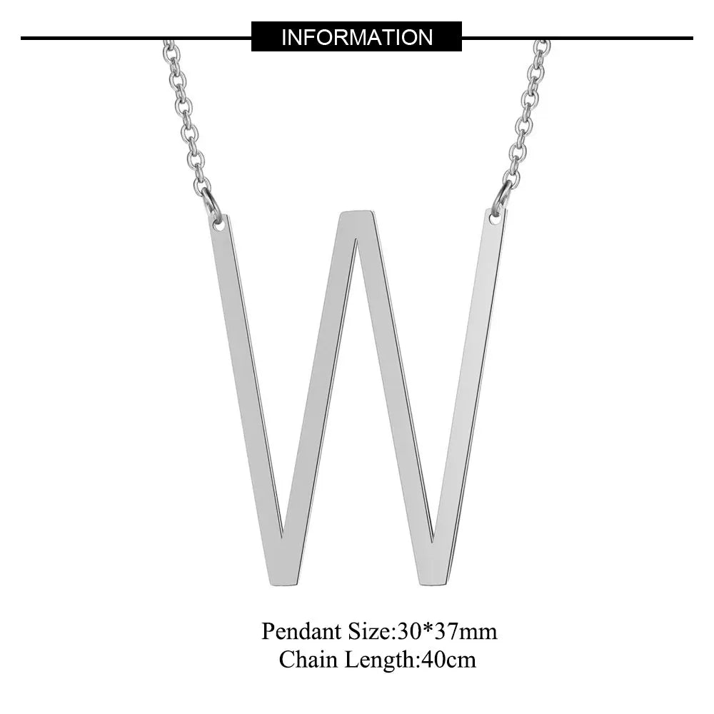 Large Initial Letter Pendant Modern Big Letter Choker A-Z Gold Silver Women Necklace Jewelry Gift