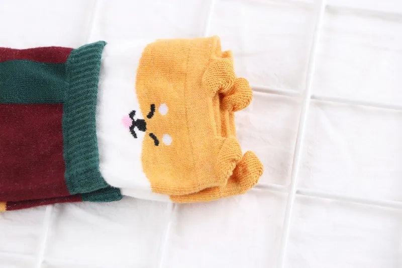 Animal Patterned Shiba Inu Cartoon Cute Kawaii Funny Cotton Short Socks Women Female Christmas Gifts