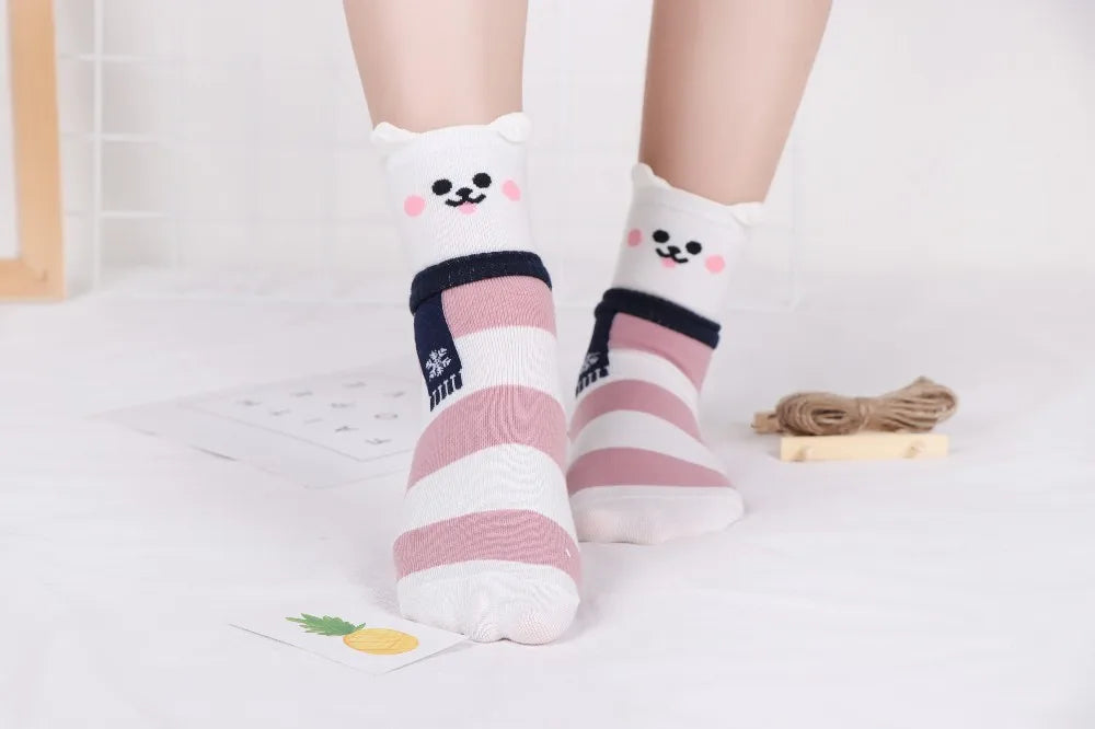 Animal Patterned Shiba Inu Cartoon Cute Kawaii Funny Cotton Short Socks Women Female Christmas Gifts