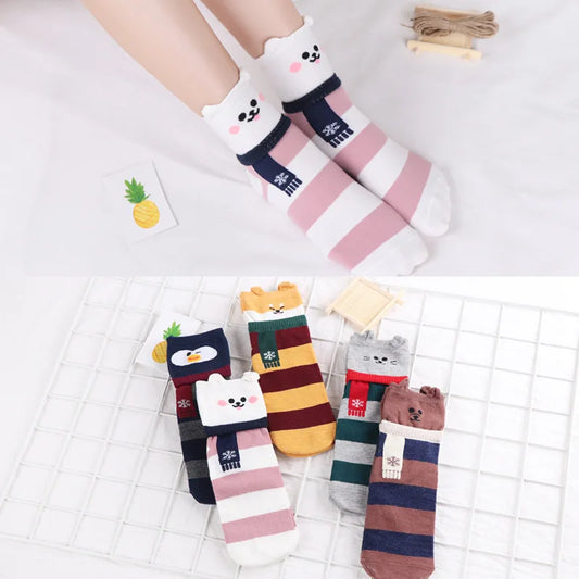 Animal Patterned Shiba Inu Cartoon Cute Kawaii Funny Cotton Short Socks Women Female Christmas Gifts