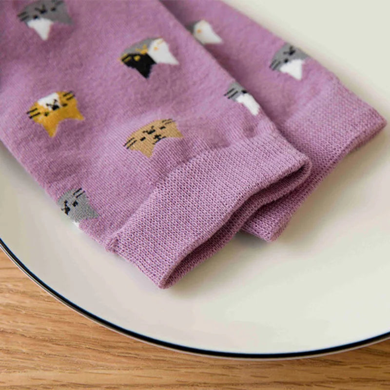 New Design Women Cartoon Animal Cute Cat Ankle Short Casual Girl Thick Warm Cotton Fall Socks Gifts