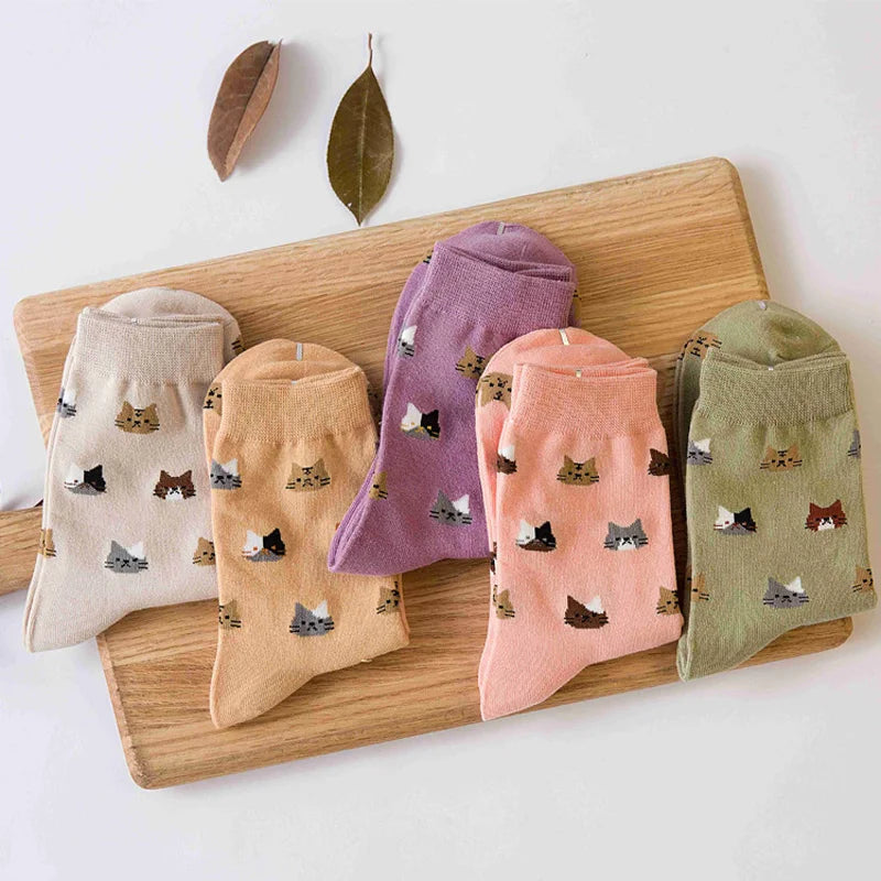 New Design Women Cartoon Animal Cute Cat Ankle Short Casual Girl Thick Warm Cotton Fall Socks Gifts