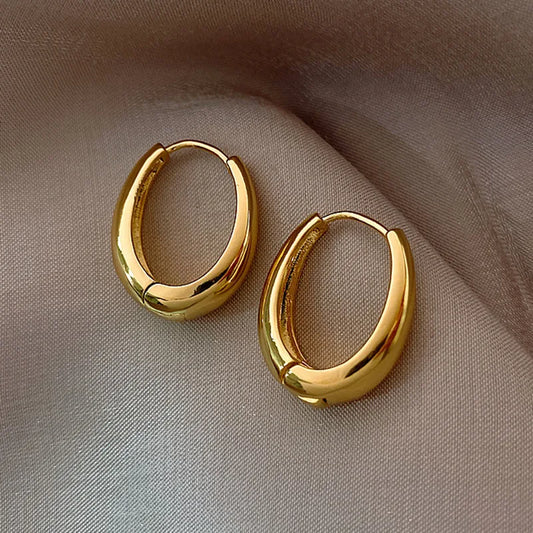 Simple Vintage Circle Round Minimalist Twisted C-shape Gold Silver Hoop Women Earrings Jewelry Gifts