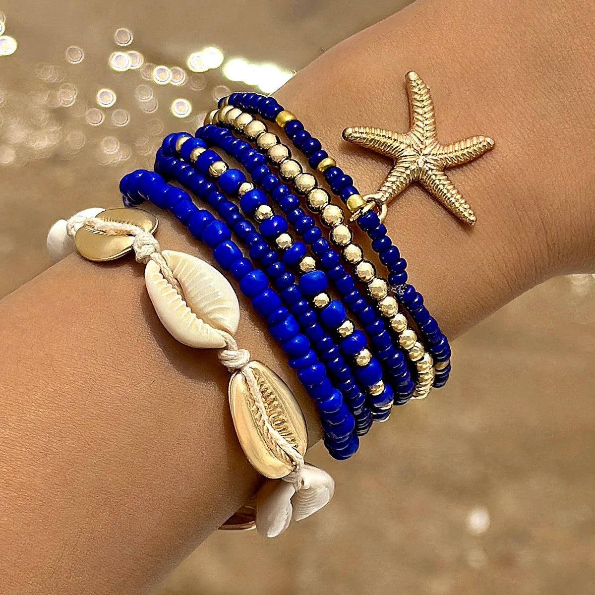 7pcs/Set Bohemia Shell Starfish Sand Beach Measle Multilayer Women Bracelet Set Jewelry Gift