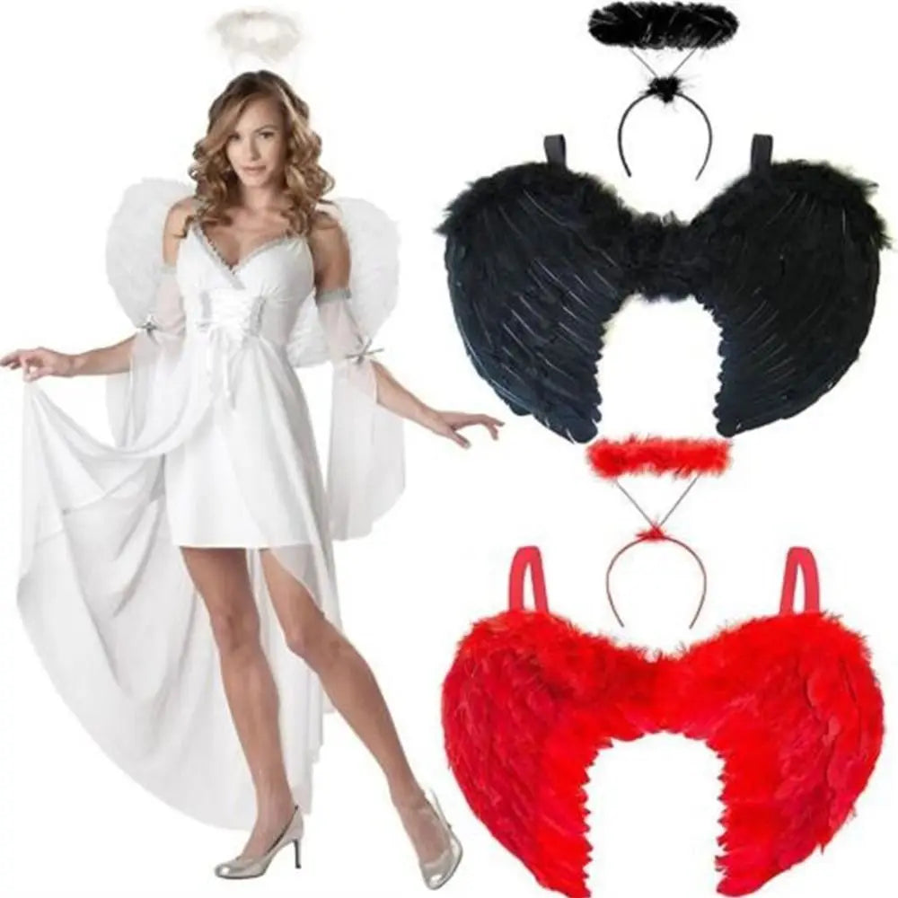 Party Supplies Feather Black White Red Pink Angel Wings Halloween Christmas Xmas Costume 55x40CM