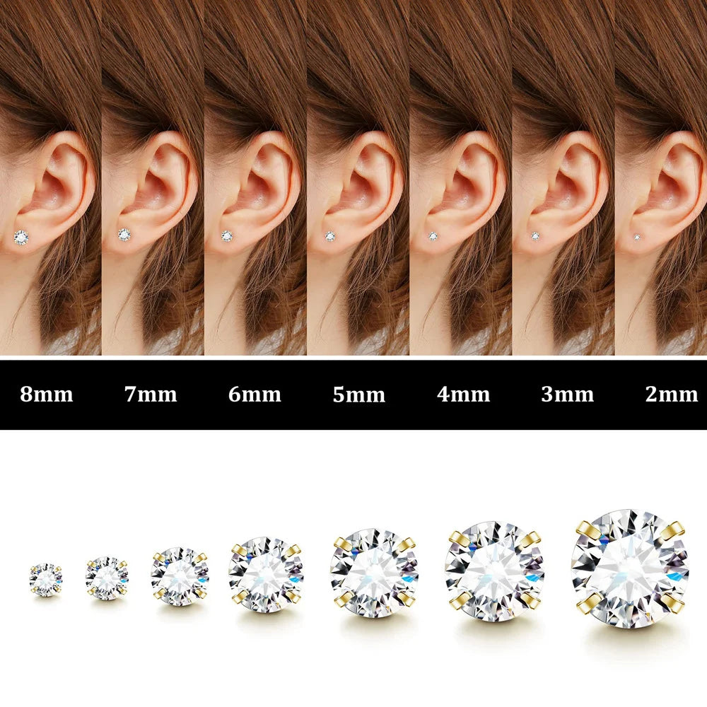 New Crystal Screw Back Stud Flat Punk Cool Clear Cubic Zirconia Tiny Piercing Women Men Earrings