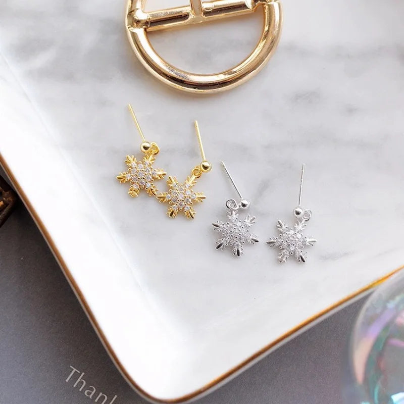 New Red Bow Knot Snowflake Christmas Santa Claus Snowman Drop Gold Silver Women Earring Jewelry Gift