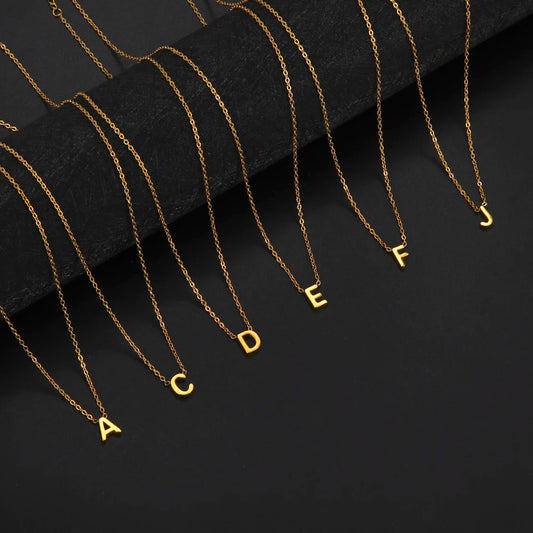 Minimalist Initial A-Z Letter Necklace Women Alphabet Choker Chains Jewelry Birthday Fall Gift