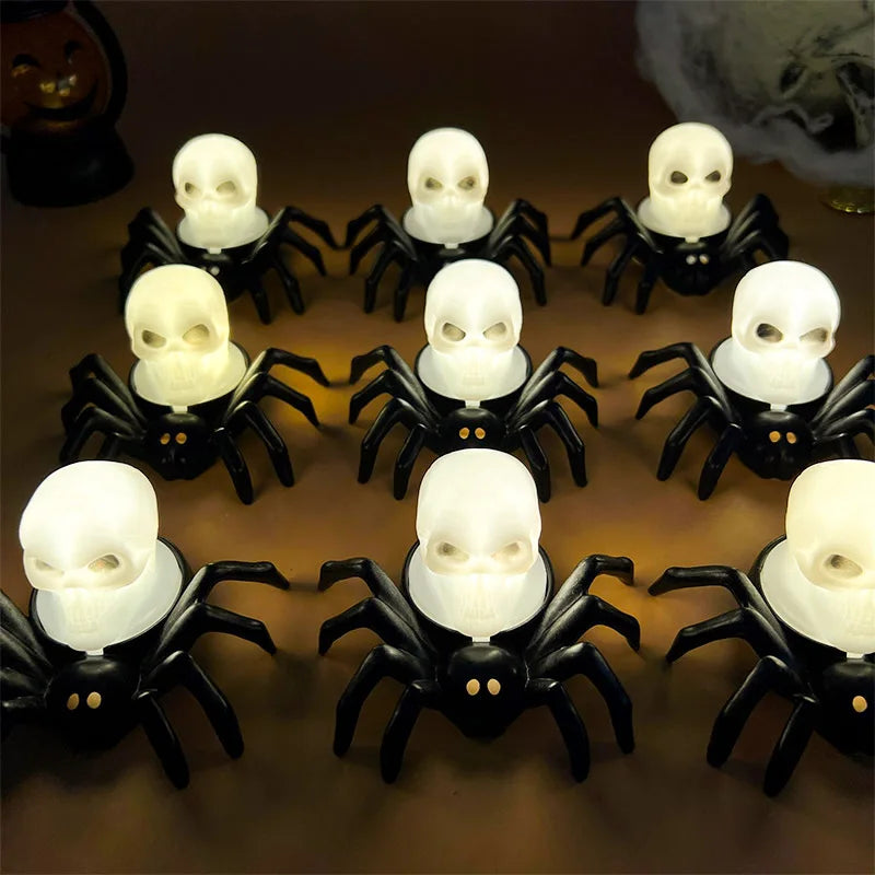 Halloween LED Candle Light Plastic Spider Skull Lamp Horror Props Home Bar Haunted House Party Decor