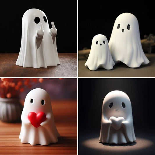 Middle Finger Cute Ghost Statue Ghosts Small Scary Ghost Figurines Halloween Home Decorations Gifts