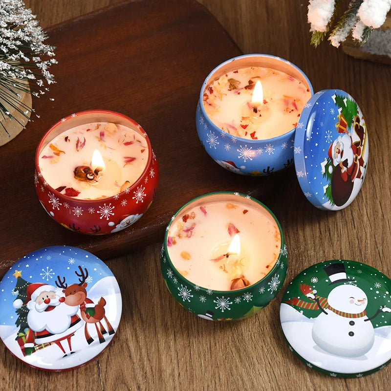 Christmas Aromatherapy Santa Claus Snowmen Tin Cans Candle Christmas Home Xmas Navidad Decoration