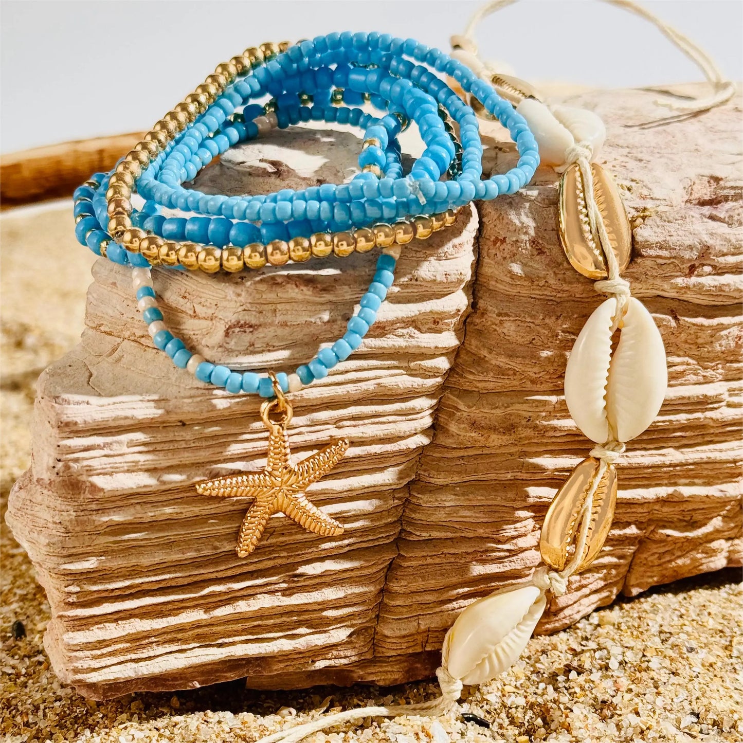 7pcs/Set Bohemia Shell Starfish Sand Beach Measle Multilayer Women Bracelet Set Jewelry Gift