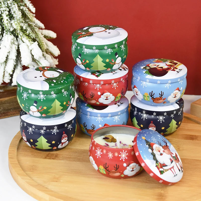 Christmas Aromatherapy Santa Claus Snowmen Tin Cans Candle Christmas Home Xmas Navidad Decoration