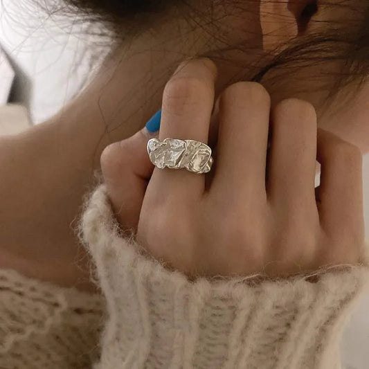 New Silver Women Fashion Creative Irregular Metal Geometric Creative Open Rings Jewelry Gift