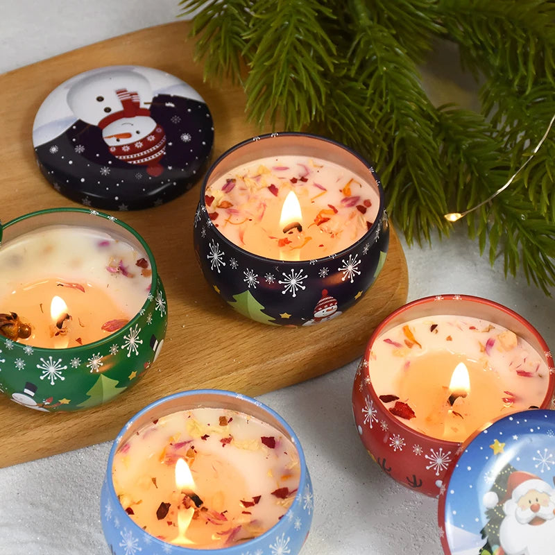 Christmas Aromatherapy Santa Claus Snowmen Tin Cans Candle Christmas Home Xmas Navidad Decoration