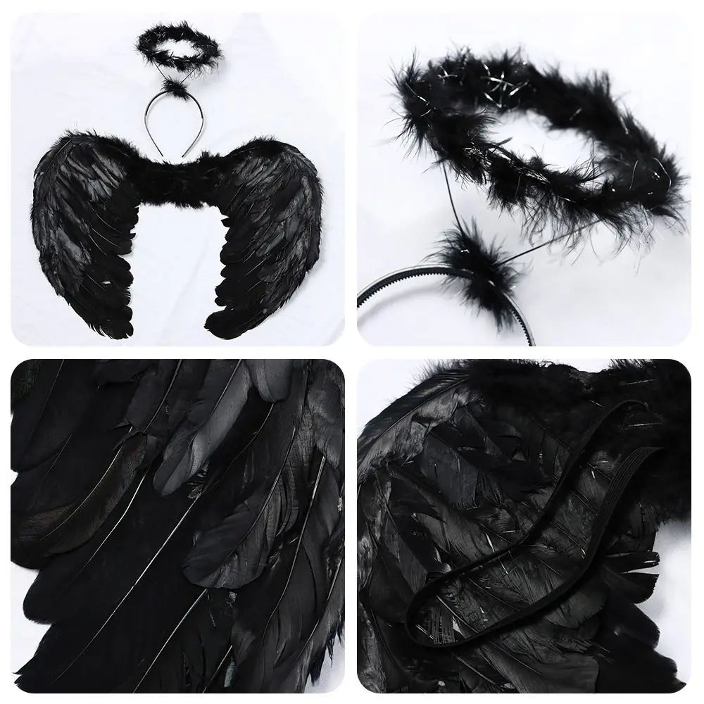 Party Supplies Feather Black White Red Pink Angel Wings Halloween Christmas Xmas Costume 55x40CM