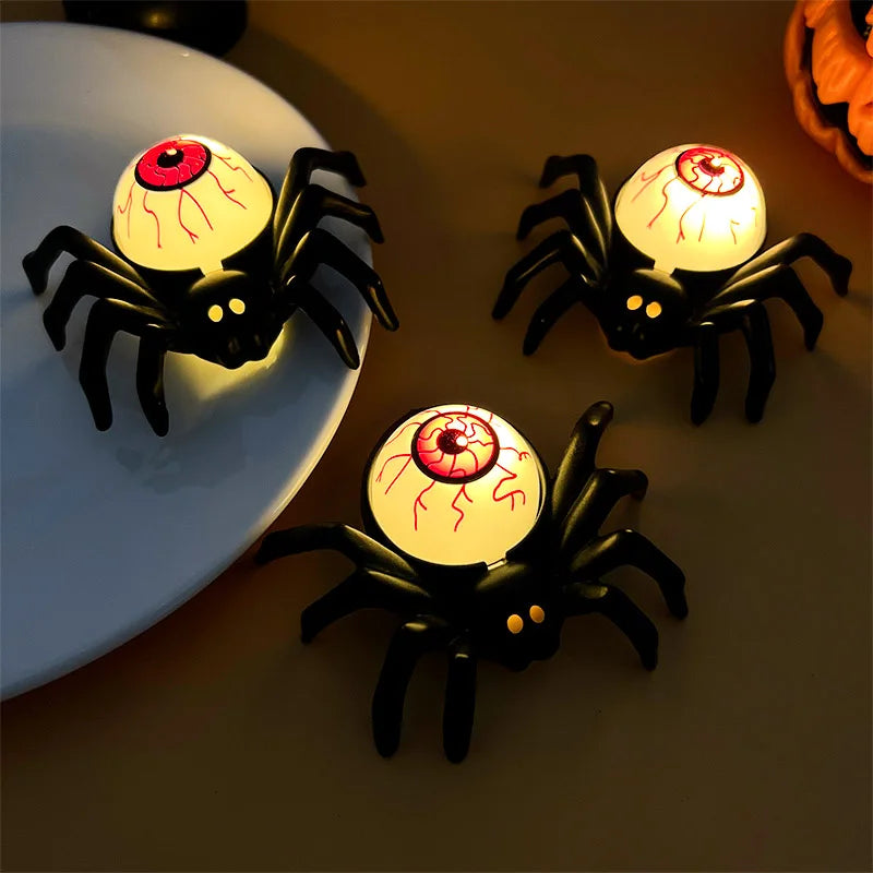 Halloween LED Candle Light Plastic Spider Skull Lamp Horror Props Home Bar Haunted House Party Decor