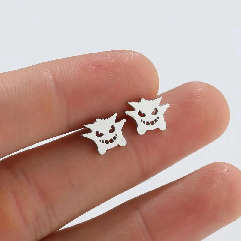 Cute Cartoon Stud Black Minimalist Monster Ghost Small Animal Earrings Halloween Fall Jewelry Gift