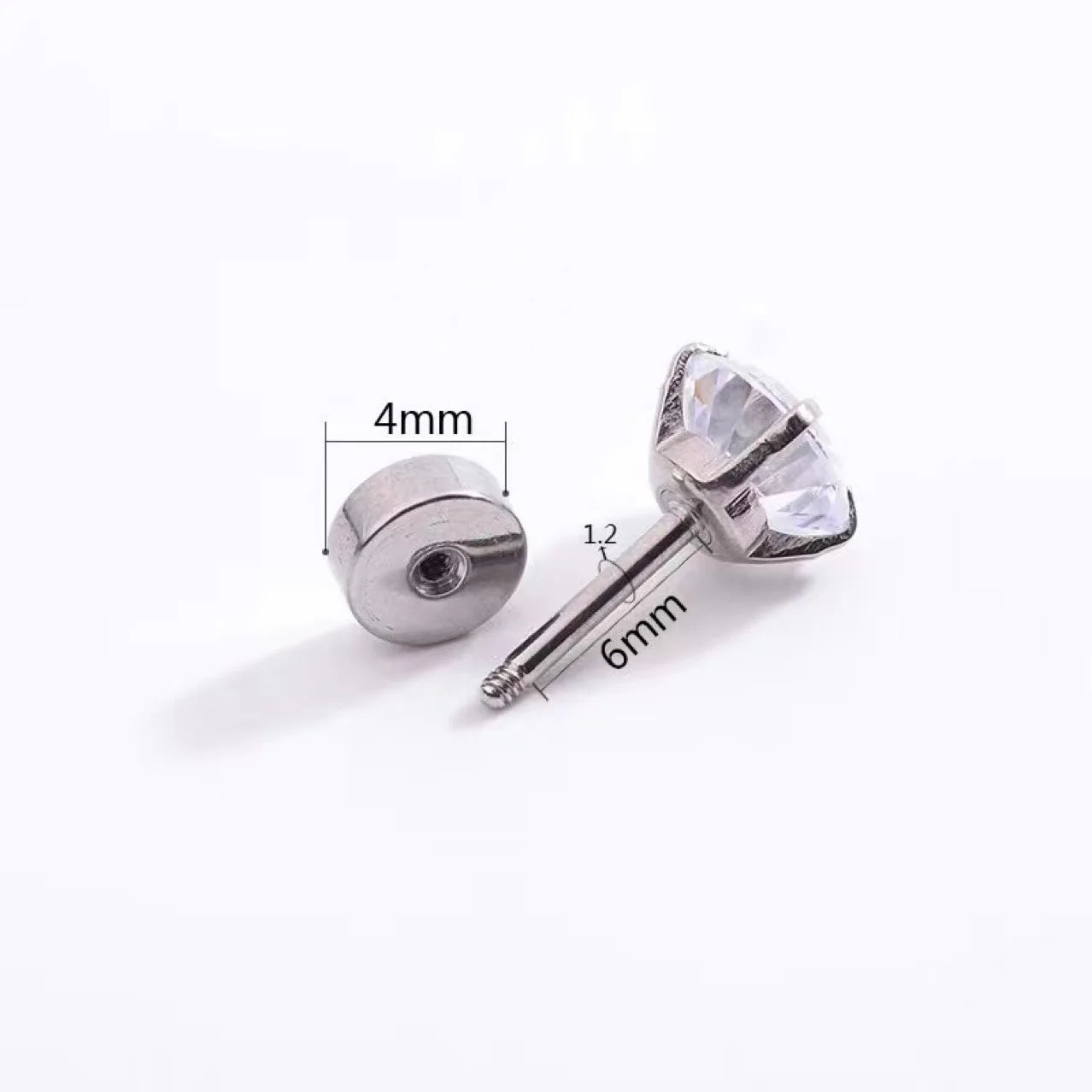 New Crystal Screw Back Stud Flat Punk Cool Clear Cubic Zirconia Tiny Piercing Women Men Earrings