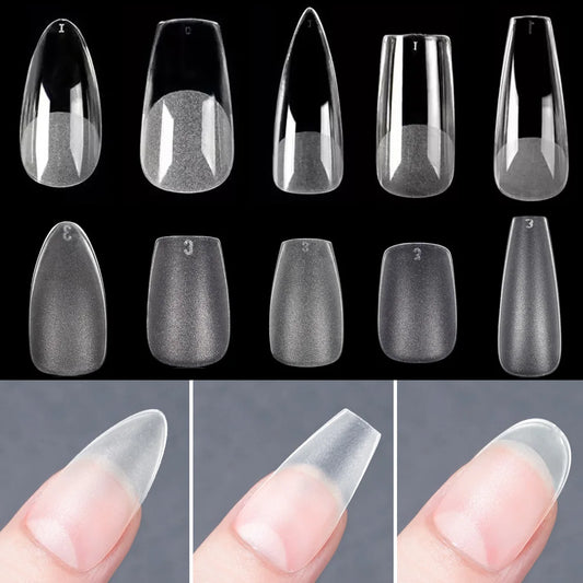 120pcs/set Matte Soft Full Cover Oval Almond Sculpted Women False Nails Fake Nail Press On Nail Tips