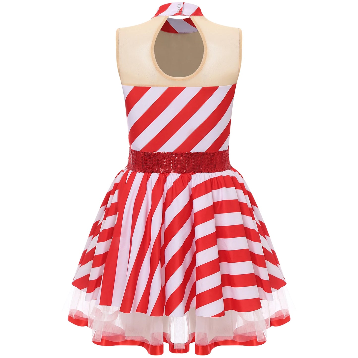 Women Adults Christmas Tutu Dress Candy Cane Striped Skating Ballet Dance Xmas Fancy Costume Gifts