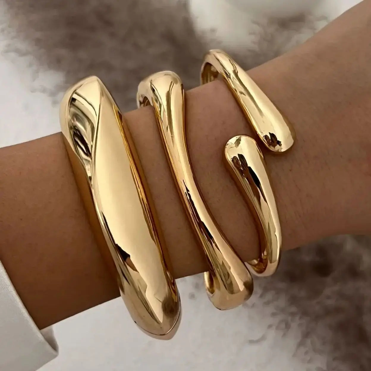 Vintage Hip Hop Punk Geometric Metal Gold Silver Cuff Women Men Bangle Fall Winter Jewelry Gift