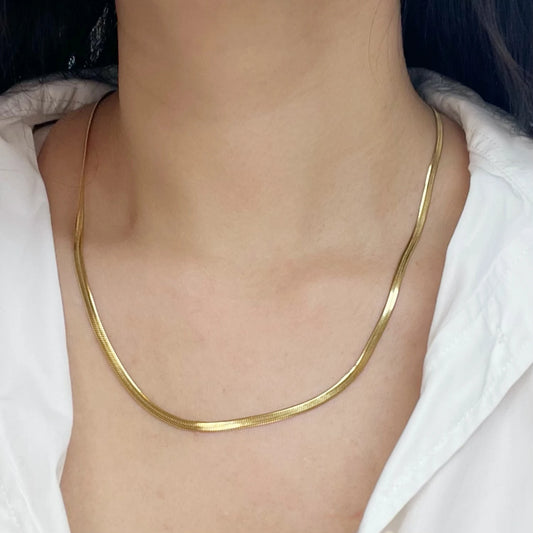 Minimalist Unisex Herringbone Gold Women Men Snake Chain Necklace Choker Jewelry Gift