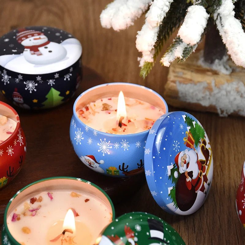 Christmas Aromatherapy Santa Claus Snowmen Tin Cans Candle Christmas Home Xmas Navidad Decoration