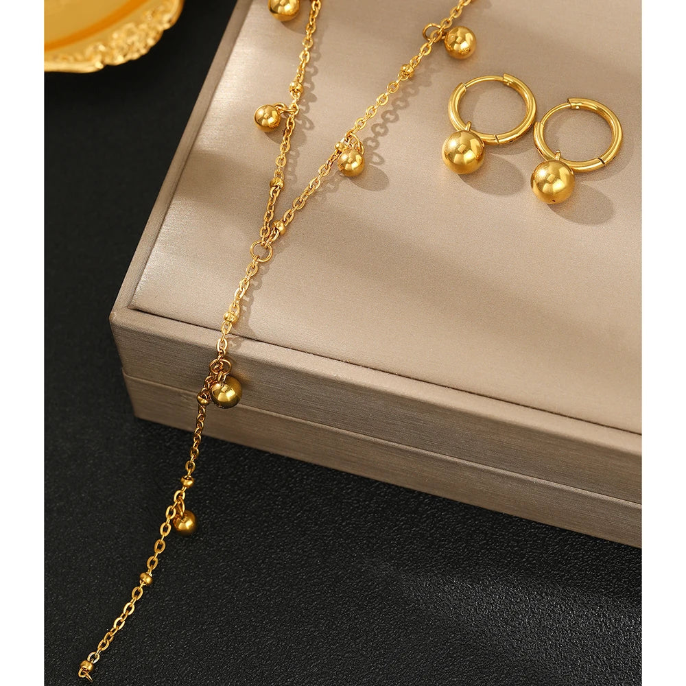 Deluxe Vintage Design Gold Silver Charm Women Bracelet Ring Necklace Jewelry Set Gift