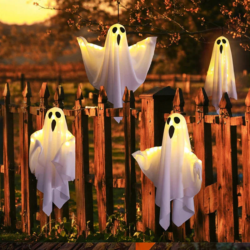 Halloween Party LED Glow Ghost Home Indoor Outdoor Decoration Haunted House Hanging Horror Props